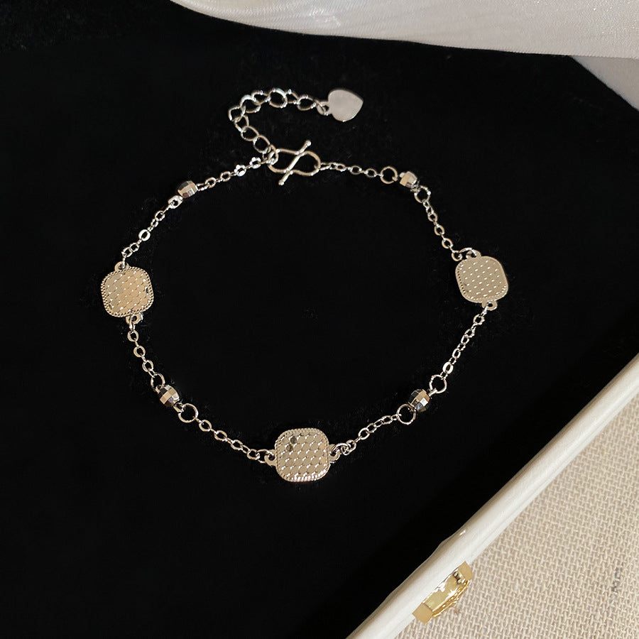 A廠【HB4809】歐美跨境亮面方形素銀手鍊時尚簡約百搭氣質手環小眾設計感手飾女
 25.10-5