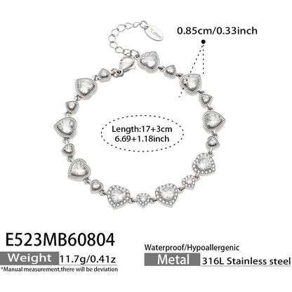 B廠【E523】跨境熱銷不鏽鋼18k金 愛心鋯石手鍊女輕奢不掉色疊戴手飾手鍊
 26.08-1