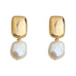 C廠【6963】巴洛克淡水珍珠不規則異形時尚通勤簡約手工耳環女鍍14K 新款耳環
 25.10-4