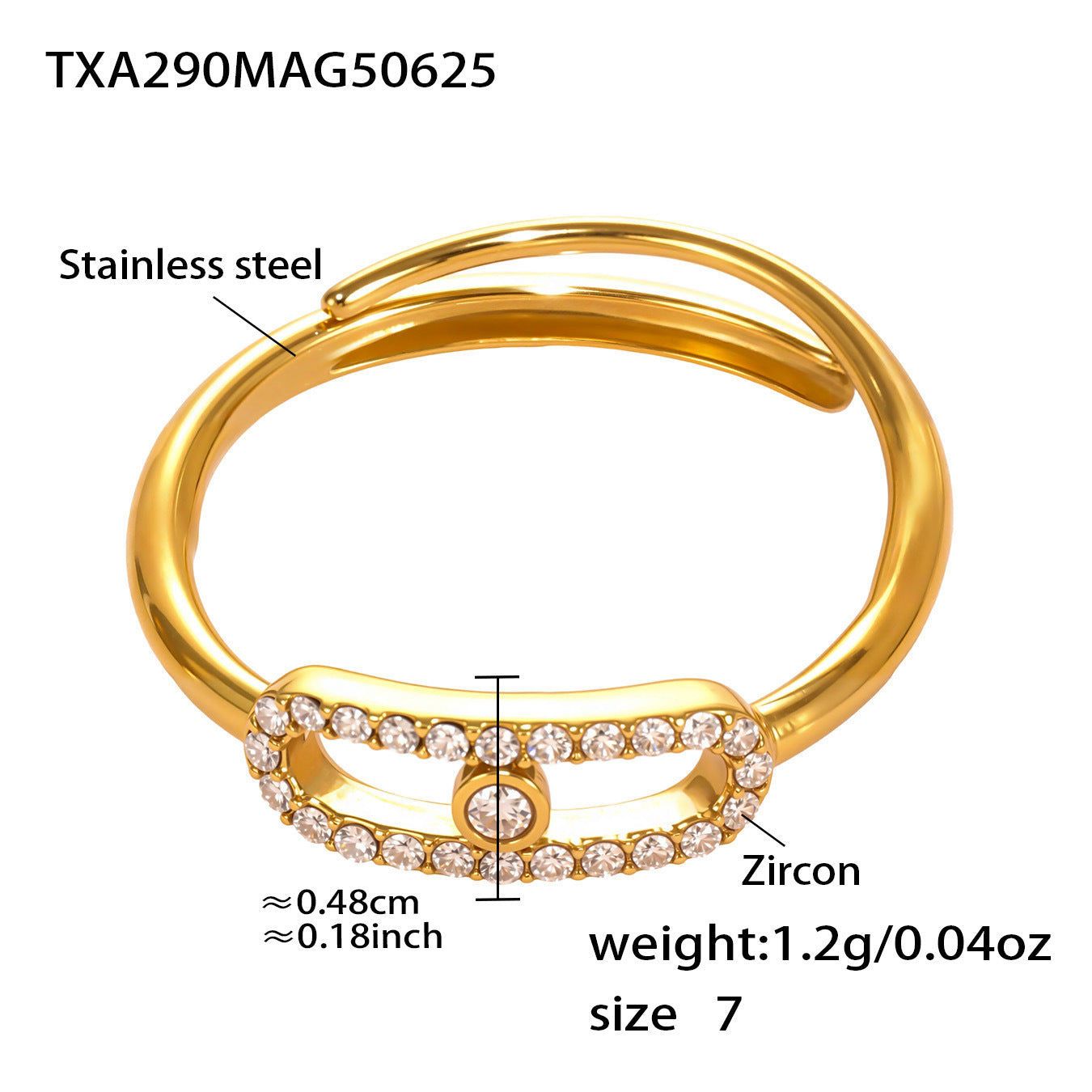 B廠【TXP290】歐美飾品不鏽鋼5A鋯石鎖骨項鍊戒指首飾組18k鍍金不掉色 25.07-1
