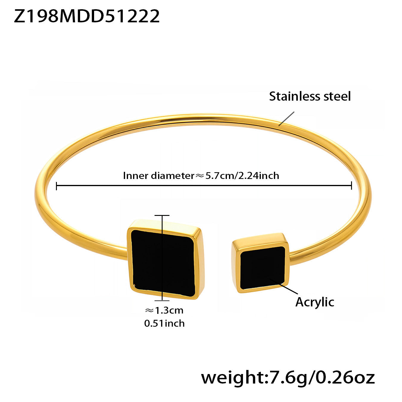 B廠【Z043】不鏽鋼鑲鋯石壓克力卡扣手環組合跨境首飾個性簡約飾品鍍18k真金
 26.01-1