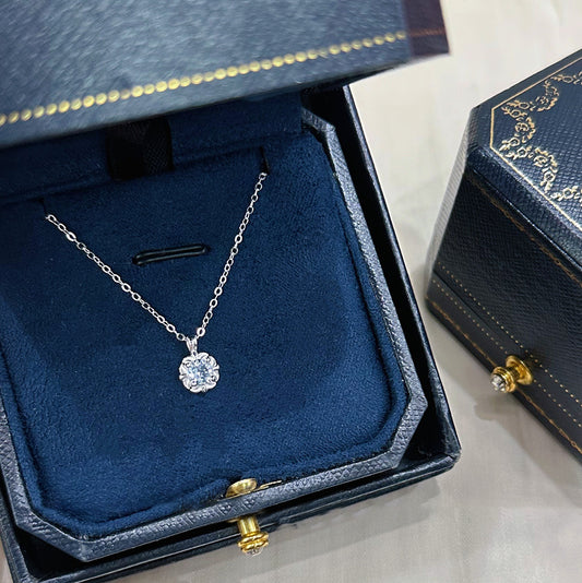 E廠【XDQ0677N】S925純銀日韓小眾藍鋯石花朵項鍊女ins輕奢花邊吊墜鎖骨鏈
 26.01-1