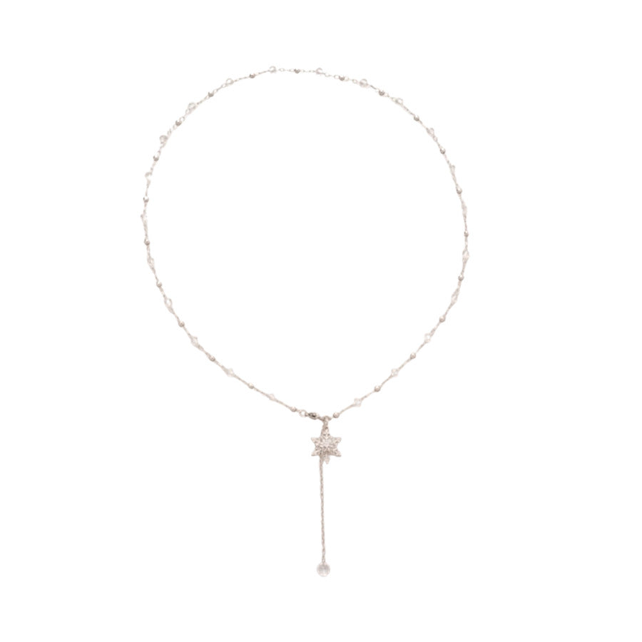 A廠【HN10374】超閃鋯石雪花玻璃珠串珠項鍊時尚優雅氣質鎖骨鏈輕奢高級感項圈女
 25.10-4