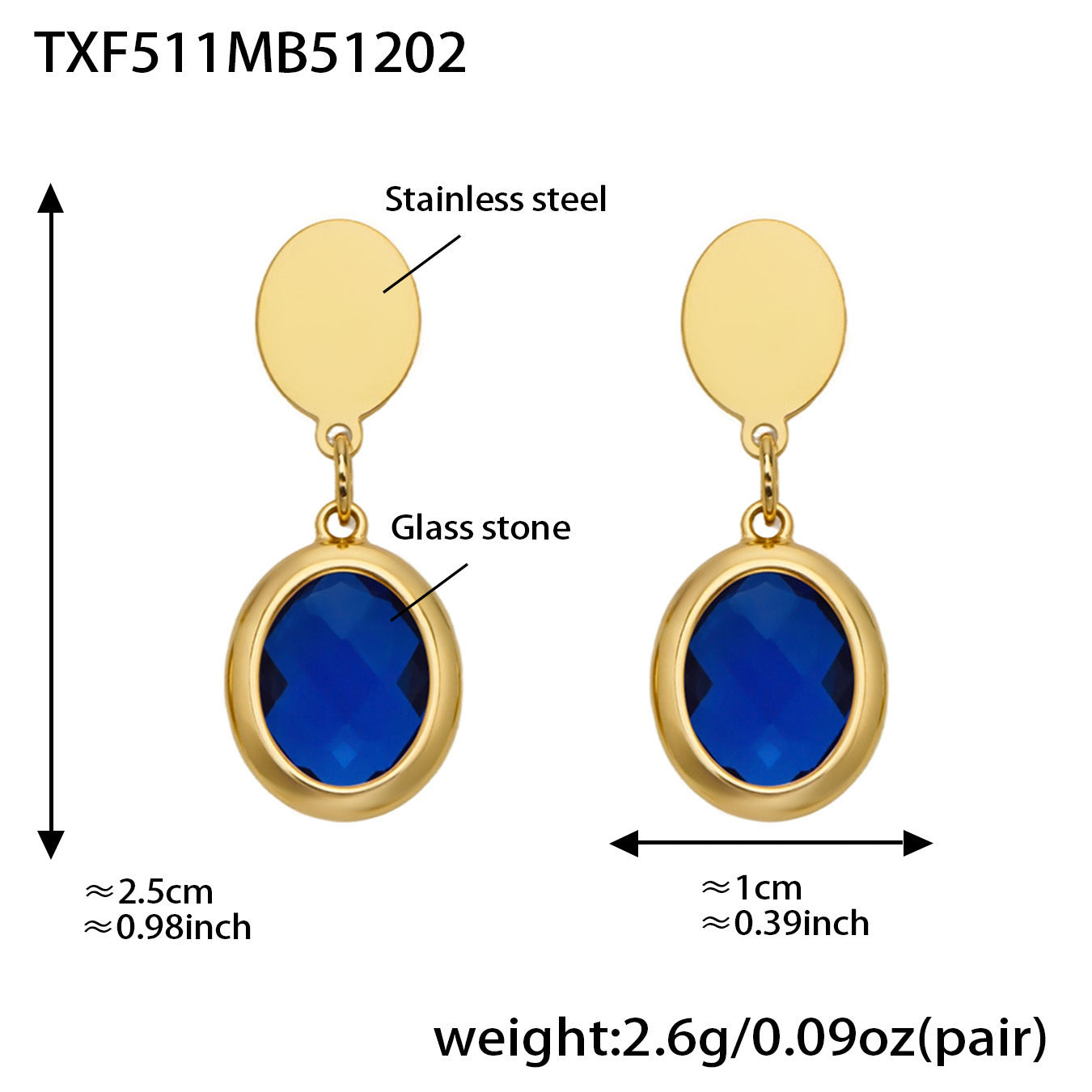 B廠【TXP511】不鏽鋼幾何橢圓切面玻璃石包邊項鍊手鍊耳環組鍍18k金跨國首飾
 25.12-2