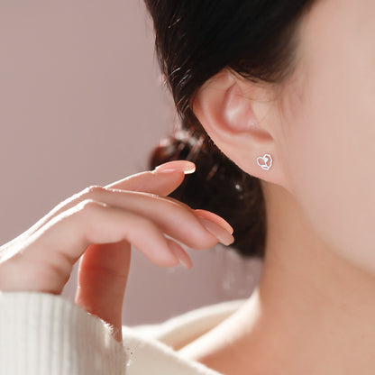 D廠【YC2447E】足銀S999愛心耳環韓風氣質甜美養耳洞溫柔精緻設計感小眾耳飾
 26.03-2
