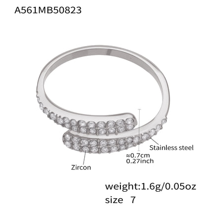 B廠【A560】超閃滿鋯不鏽鋼開口戒指組合鍍18k真金時尚輕奢尾戒不掉色
 25.10-1