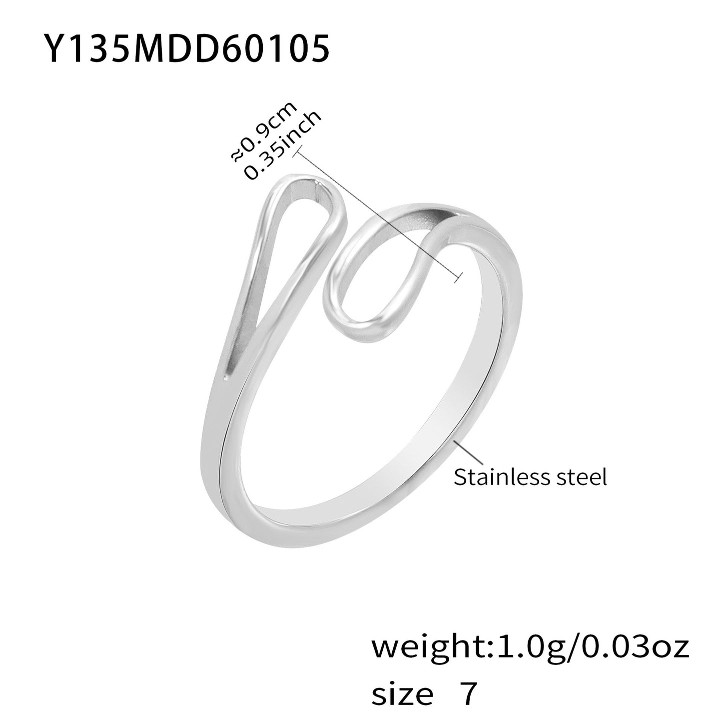 B廠【Y135】不鏽鋼鏤空交叉水滴幾何戒指 ins鍍18k金歐美百搭個性氣質食指戒
 26.01-1