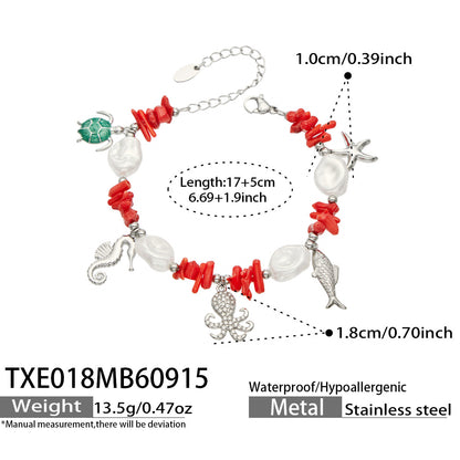 B廠【TXP018】 紅珊瑚滴油鋯石多配件手鍊項鍊套裝
 26.09-4