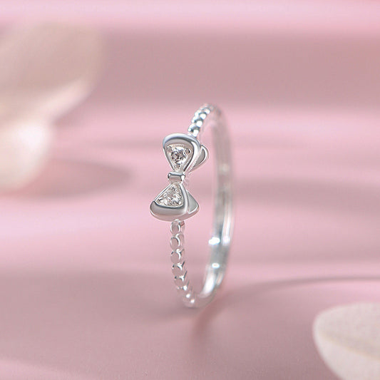 E廠【YC4816R】S925純銀甜美蝴蝶結戒指女輕奢可愛清新文藝溫柔文藝手飾
 25.10-3