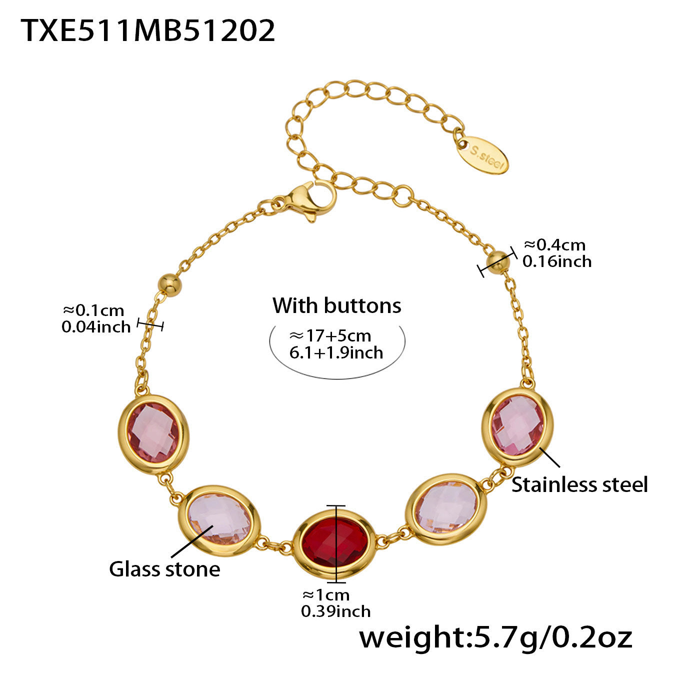 B廠【TXP511】不鏽鋼幾何橢圓切面玻璃石包邊項鍊手鍊耳環組鍍18k金跨國首飾
 25.12-2