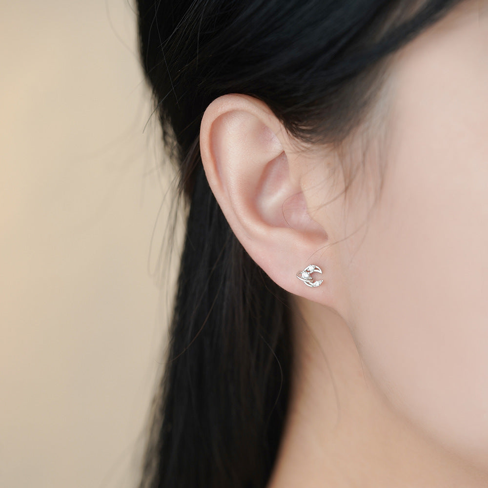 D廠【YC4869E】足銀S999月亮星球耳環夢幻自然ins氣質韓風少女心耳環跨境
 25.11-3