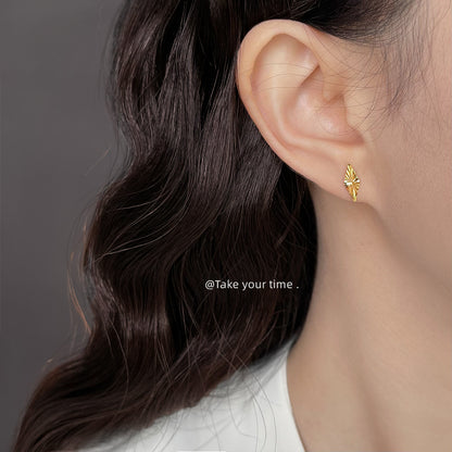 A廠【6647】厚鍍18K真金！車花切割面925銀針菱形幾何輕奢風簡約耳環女耳環
 25.08-5