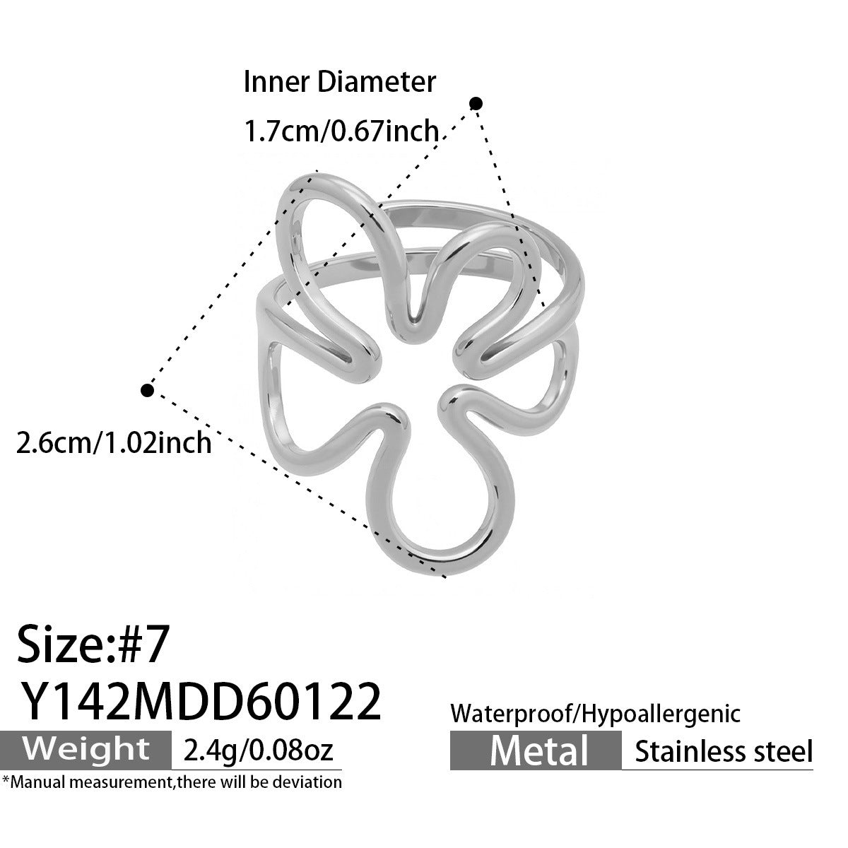 B廠【Y136】歐美ins簡約設計幾何型素圈戒指組合不鏽鋼鍍金小眾時尚開口指環
 26.01-4