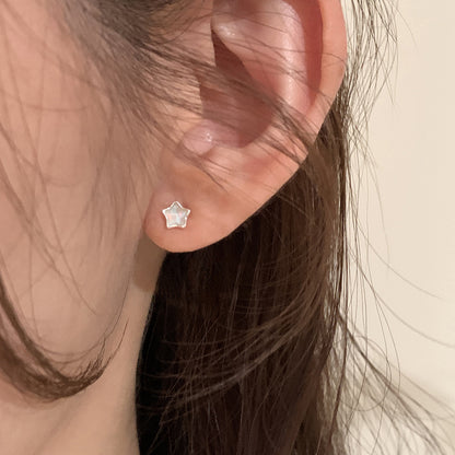 E廠【XDQ10904E】S999純銀韓系ins藍色幻彩星星耳環女小眾設計星形百搭耳飾潮
 26.06-3