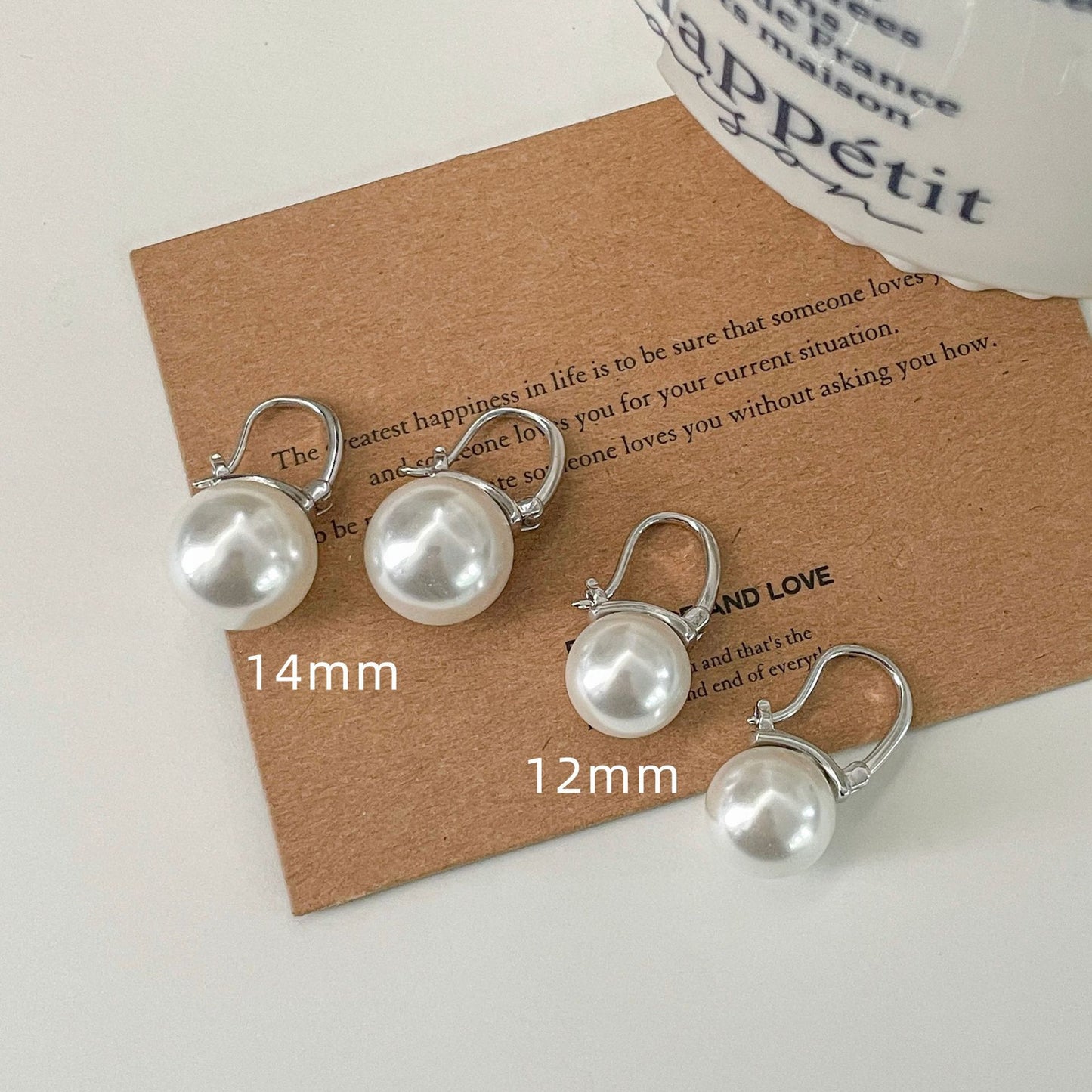 E廠【XDQ10052E】經典優雅14mm仿珍珠耳扣女S925純銀法式高級感顯臉小氣質耳環
 26.03-2