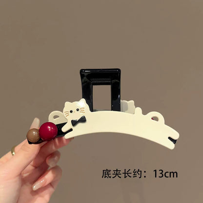 C廠【X249】卡通可愛抓夾女小貓圓珠鯊魚夾2026新款大號髮夾高級感髮量大髮飾
 26.05-2「C廠-單筆結帳需滿，NT$500出貨(不含運費)」