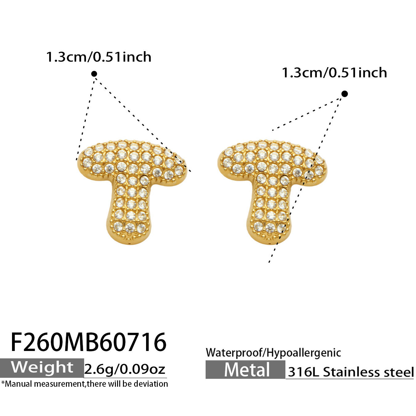 B廠【F260】新款熱銷鋯石26個英文字母不銹鋼鍍18k金 歐美輕奢女飾品耳環
 26.07-4