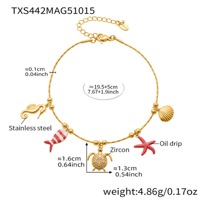 B廠【TXP441】5A鋯石八爪魚海洋風DIY多配件吊墜手鍊腳鍊項鍊不鏽鋼套裝
 25.10-4