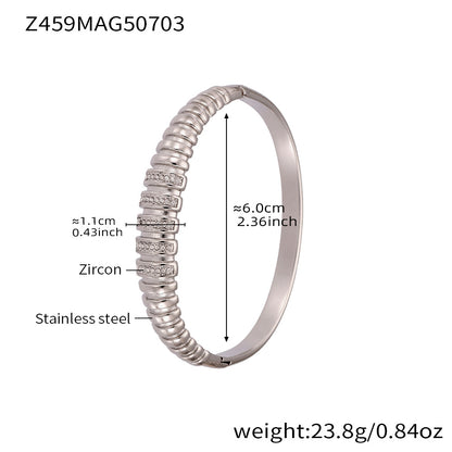 B廠【Z454】滿鑽5A鋯石卡扣高品質超閃手環組合不鏽鋼鍍18k真金不掉色 25.07-3