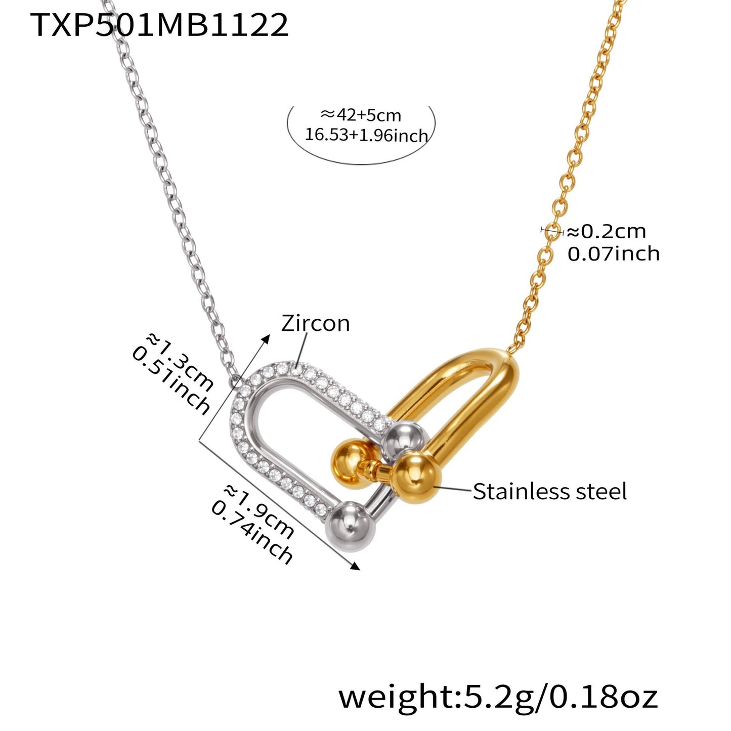 B廠【TXP501】不銹鋼馬蹄扣帶鑽飾品耳環戒指手鍊項鍊首飾套裝鍍18k真金不掉色
 25.11-4