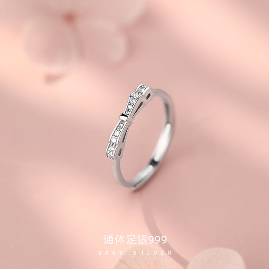 D廠【YC5197R】足銀S999輕奢可愛蝴蝶結戒指女指環開口公主法式ins甜美戒指
 26.09-2