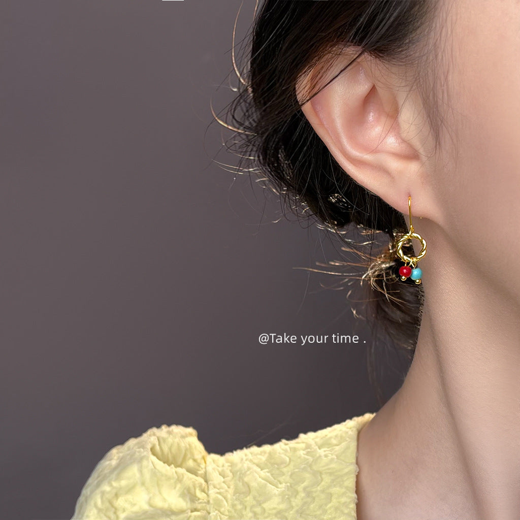 A廠【6175】原廠手工藝新中式文藝氣質通勤簡約小巧不對稱耳飾飾品耳環
 25.11-3