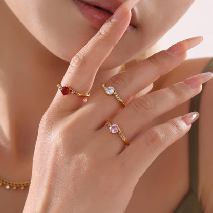 B廠【A977】簡約個性砝碼彩釉愛心設計感飾品小眾輕奢鈦鋼鍍金寬麵戒指 25.02-3