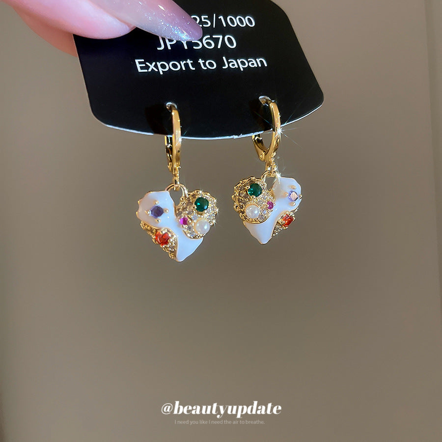 A廠【WE4975】18K真金電鍍歐美珍珠愛心吊墜耳環法式宮廷風耳環輕奢高級感耳飾
 25.10-4