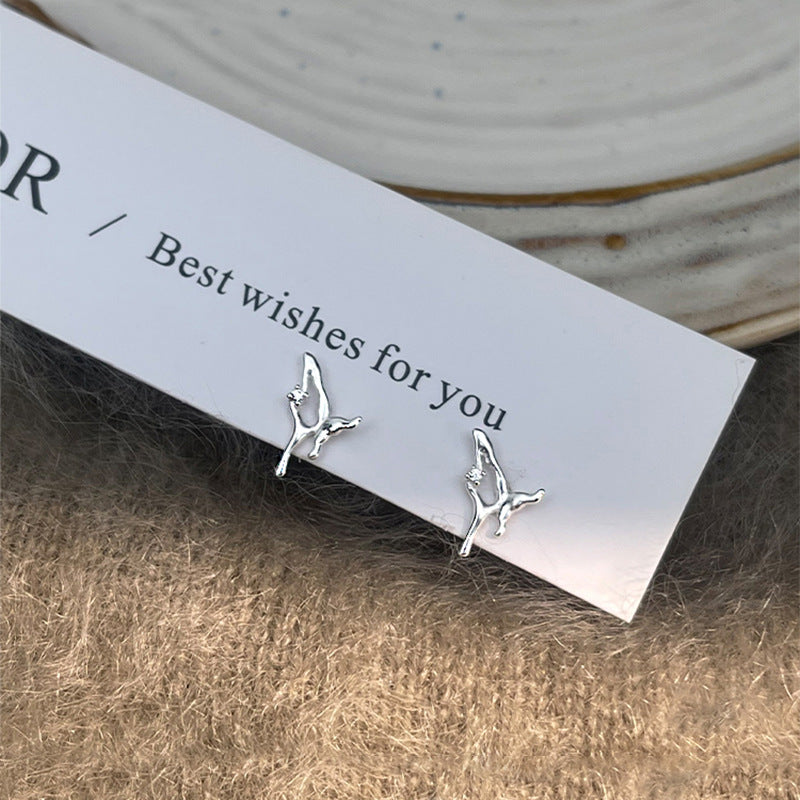 F廠【XDQ11085E】S999純銀簡約個性液態蝴蝶耳環女創意設計鏤空鑲鋯石小巧耳飾
 25.11-2