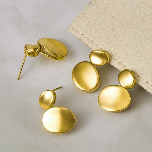 B廠【F1600】亞馬遜爆款幾何橢圓耳環小眾高級感輕奢耳飾不鏽鋼18k金耳環
 26.04-1