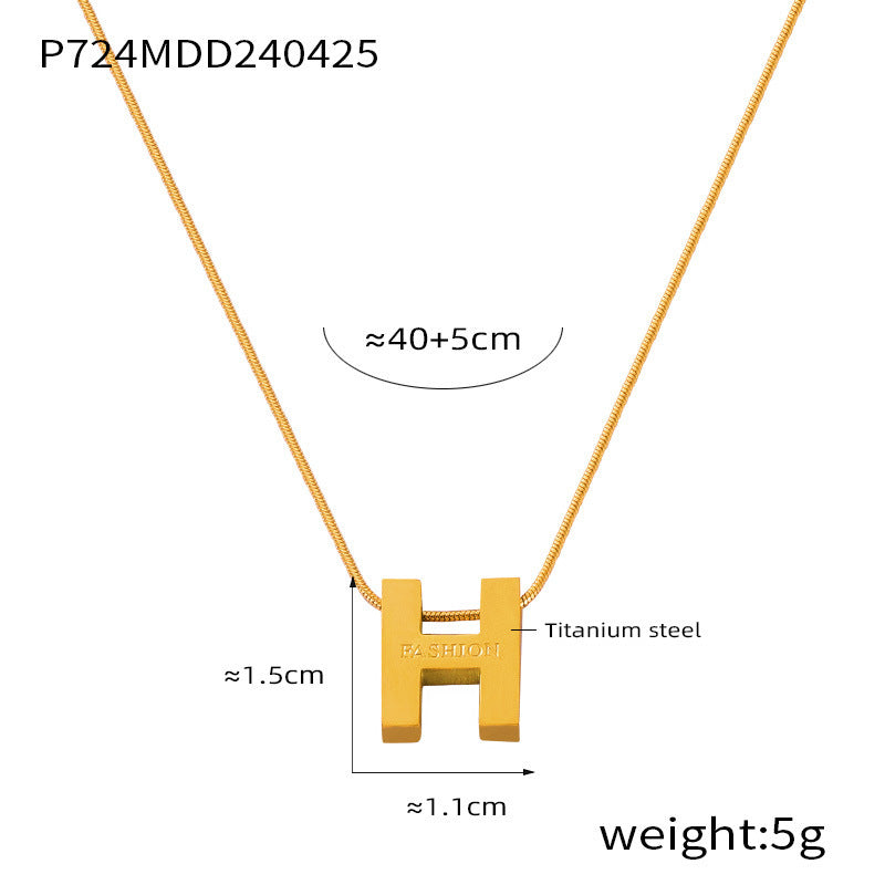 B廠【P724-P1433-P1972】法式時尚復古小眾愛心設計度假風水滴玻璃石吊墜鈦鋼鍍金項鍊飾品 24.05-1