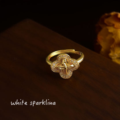 A廠【6904】厚鍍18K真金保色微鑲鋯石開口可調幾何時尚高級感戒指新 指環
 25.10-2