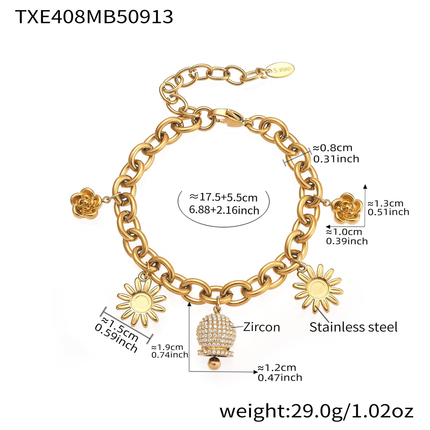 B廠【TXP408】不銹鋼滿鋯鈴鐺多元素DIY手鍊項鍊鍍18k金時尚輕奢首飾套裝
 25.09-4