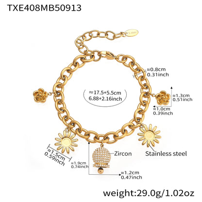 B廠【TXP408】不銹鋼滿鋯鈴鐺多元素DIY手鍊項鍊鍍18k金時尚輕奢首飾套裝
 25.09-4