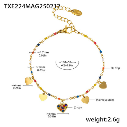 B廠【TXP224】歐美飾品時尚幻彩鋯石鈦鋼項鍊愛心鎖骨鏈不掉色首飾套裝女 25.02-3