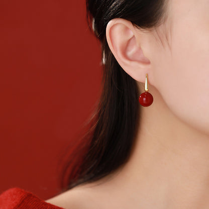 D廠【YC2883E】純銀S925紅豆一字耳鉤個性復古秋冬極簡顯瘦溫柔精美耳飾
 26.01-2