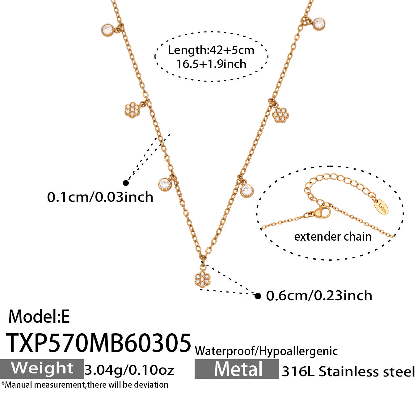 B廠【TXP570】歐美時尚新款小號8字花滿鑽5A鋯石設計DIY多配件項鍊手鍊組合套
 26.03-2