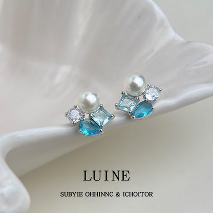 A廠【6430】原創清新甜美設計師立體幾何高級感簡約時尚百搭通勤鋯石耳環耳飾
 25.12-1