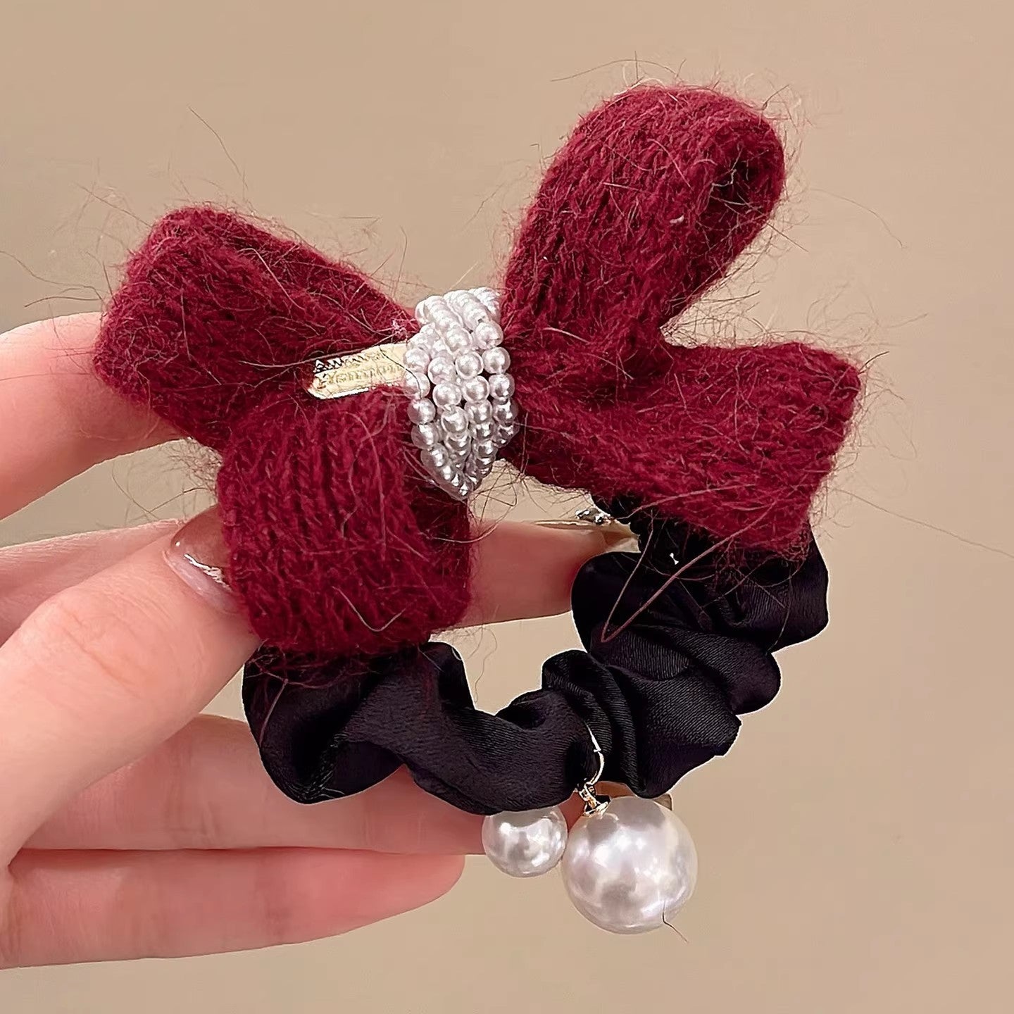 C廠【Y1072】秋冬毛線蝴蝶結針織髮圈女款高級感百搭頭繩扎丸子頭馬尾髮繩頭飾
 26.01-2