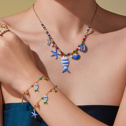 B廠【TXP418】不鏽鋼DIY多配件小丑魚滴油吊墜項鍊手鍊腳鍊腳套組鍍18k真金
 25.10-2