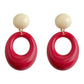 C廠【7034】港風復古圓形幾何時尚高級感紅色新款耳環飾品耳環
 25.11-1