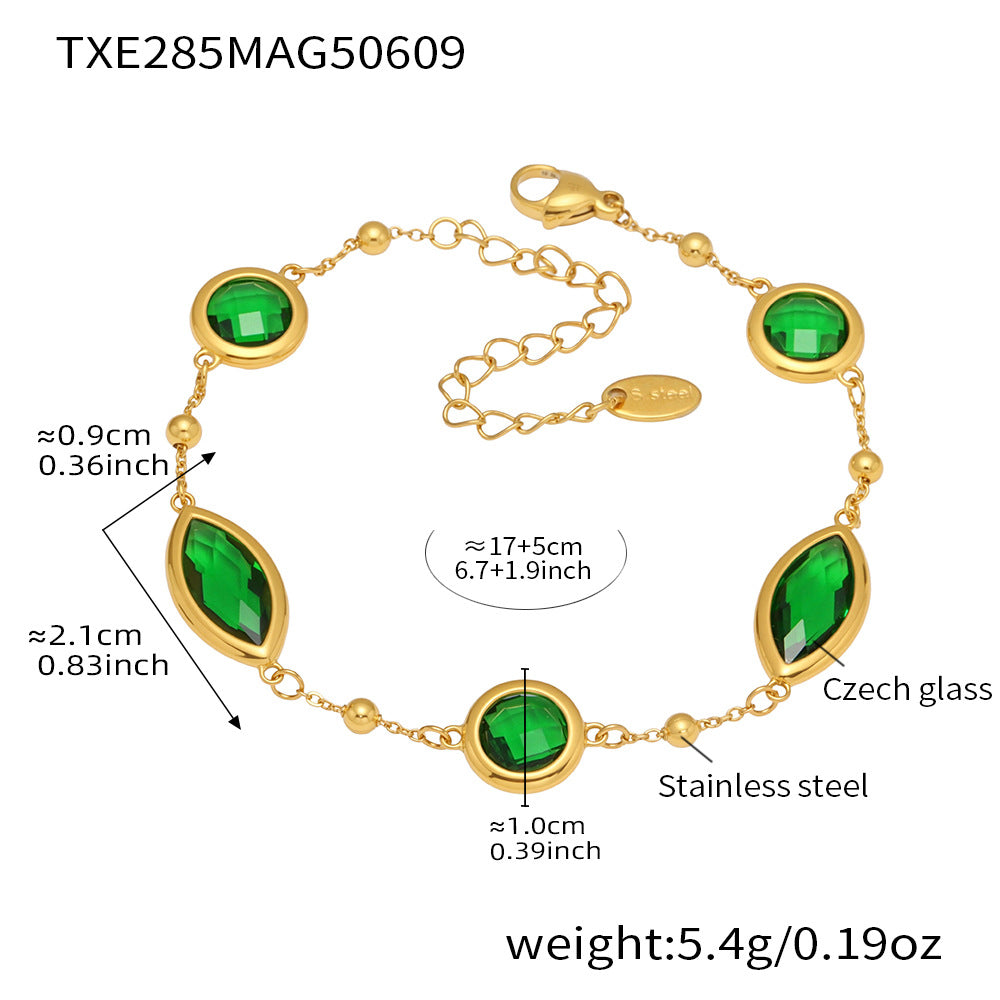 B廠【TXE285】超閃透亮捷克玻璃圓環手鍊氣質優雅高級女士珠寶不鏽鋼飾品 25.06-2