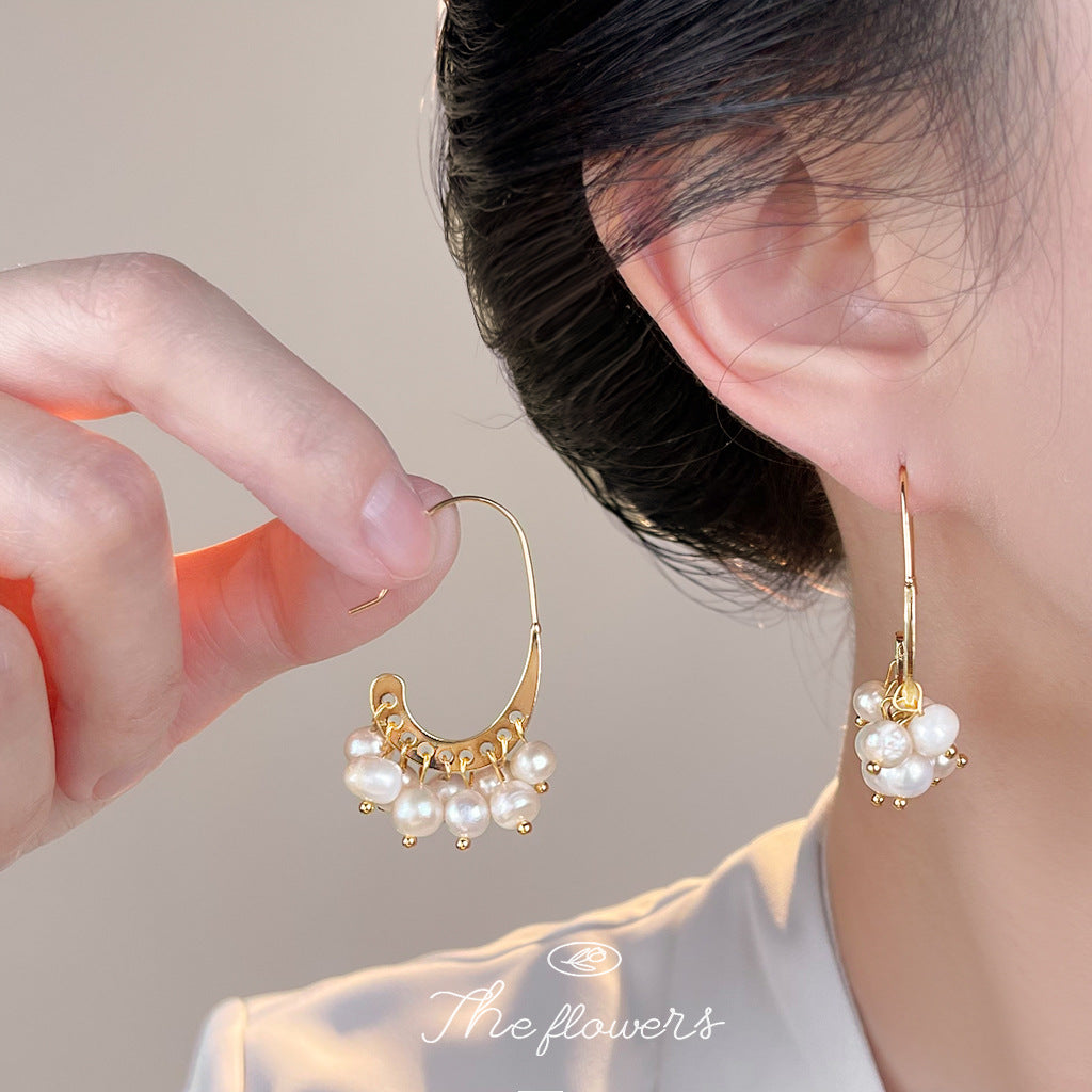 A廠【7097】天然淡水珍珠時尚高級感輕奢風手工耳環景區飾品耳飾
 25.11-3