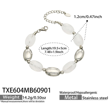 B廠【TXP604】歐美跨境多巴胺串珠不銹鋼鍍金項鍊時尚百搭甜美鎖骨鏈手鍊女套裝
 26.09-1