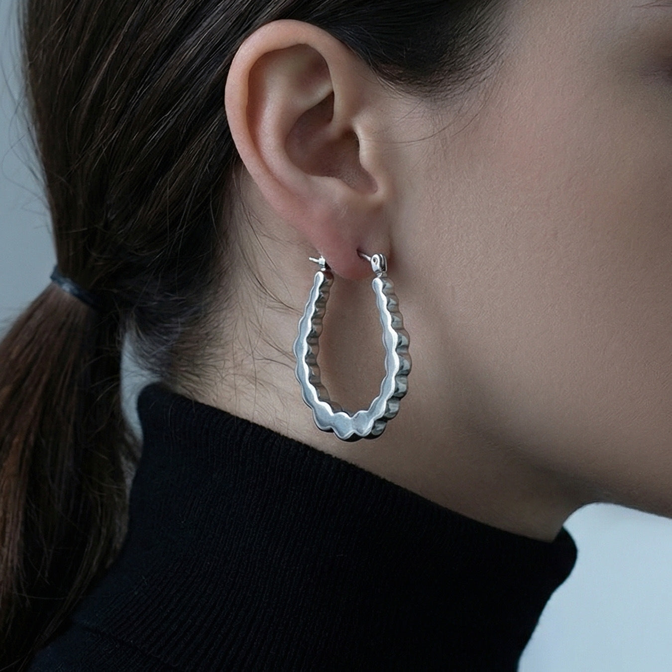 B廠【F053】歐美跨境熱銷款幾何U型凹凸耳環不鏽鋼鍍18k真金簡約時尚百搭耳飾
 26.02-1