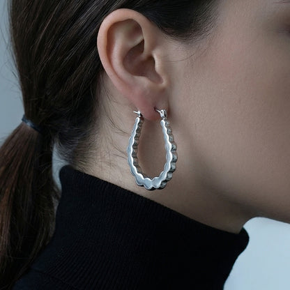 B廠【F053】歐美跨境熱銷款幾何U型凹凸耳環不鏽鋼鍍18k真金簡約時尚百搭耳飾
 26.02-1