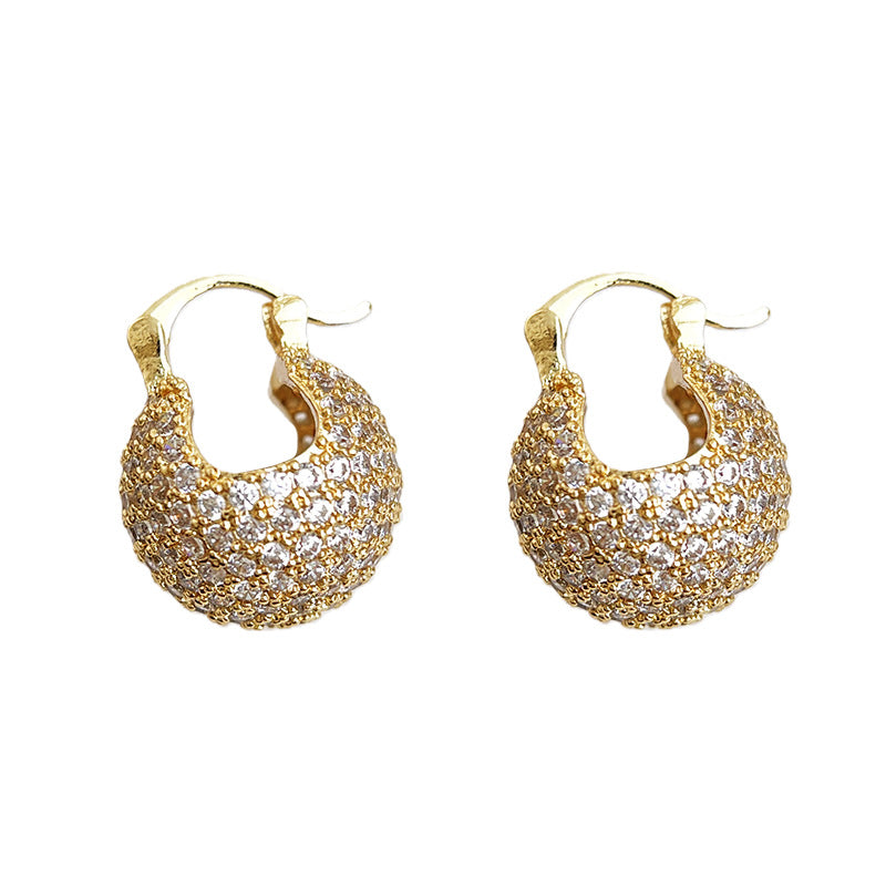 C廠【7059】厚鍍真金滿鋯石時尚通勤老錢風幾何圓豆豆新飾品
 25.11-2