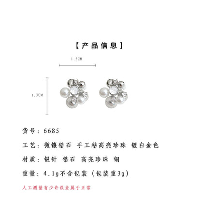 A廠【6685】花球清冷感925銀針微鑲鋯石高級感冷淡風個性新款耳環女
 25.09-1
