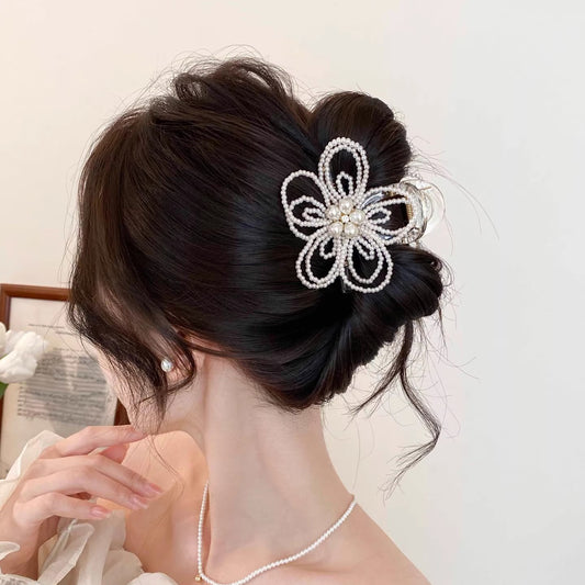 C廠【X74】韓國高級感珍珠花朵抓夾氣質百搭半紮髮鯊魚夾2026新款盤髮夾髮飾
 26.04-1