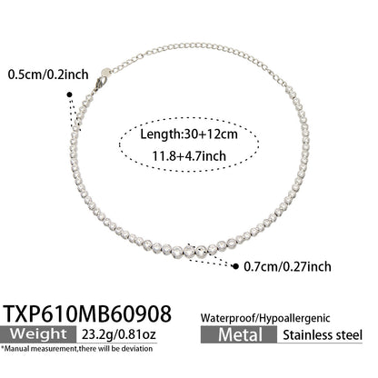 B廠【TXP610】跨境歐美不銹鋼鍍金圓形鋯石項鍊高級感簡約手鍊耳環可疊戴飾品女
 26.09-3